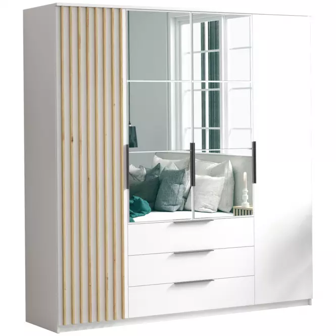 Skriňa Sorento 200 biela+lamel craft zlatá