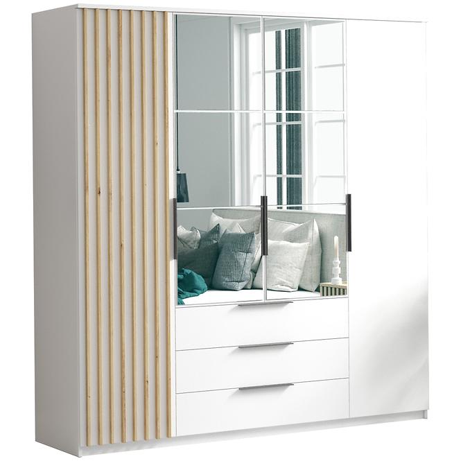 Skriňa Sorento 200 biela+lamel craft zlatá