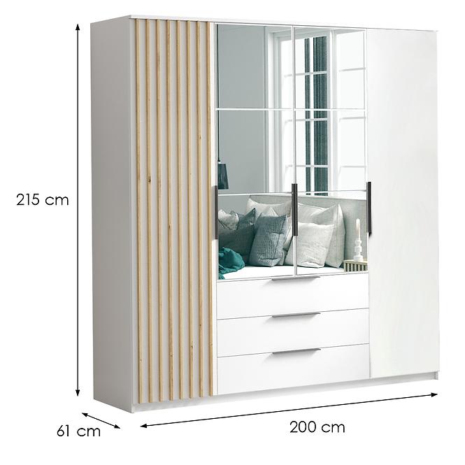 Skriňa Sorento 200 biela+lamel craft zlatá