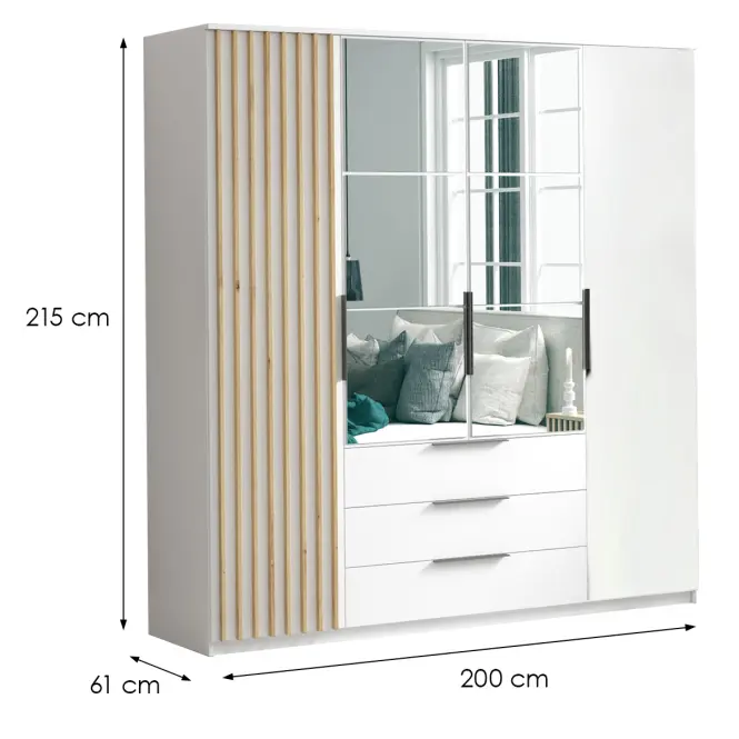 Skriňa Sorento 200 biela+lamel craft zlatá,2