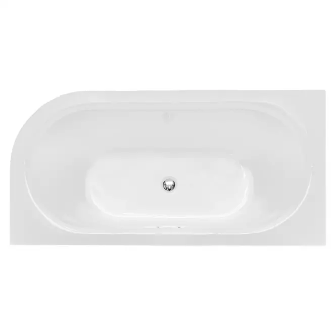 Voľne stojaca vaňa rohová Avita A-Line 150/75 L + sifón klik-klak chróm s prepadom slim,4