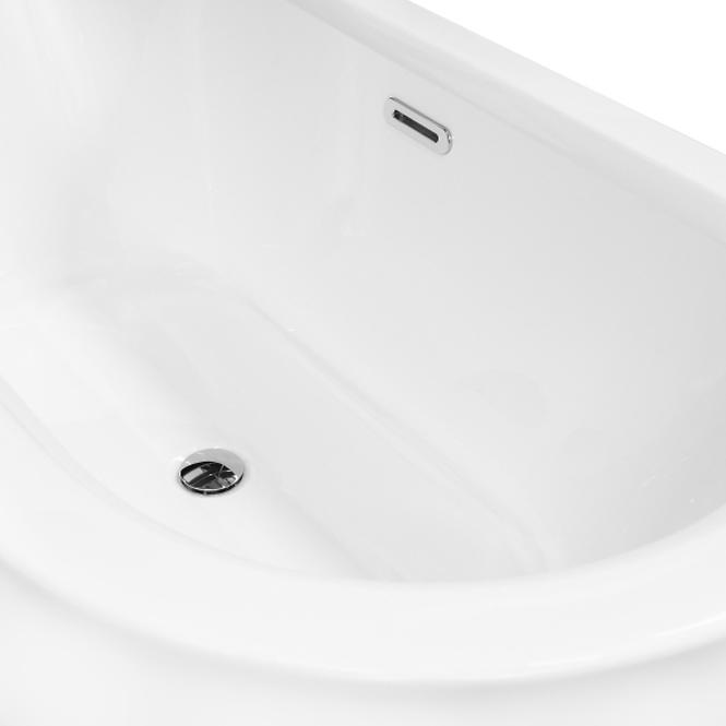 Voľne stojaca vaňa rohová Avita A-Line 150/75 L + sifón klik-klak chróm s prepadom slim