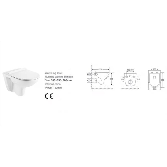 Závesná misa Indiana Rimless s doskou voľne padajúca,2