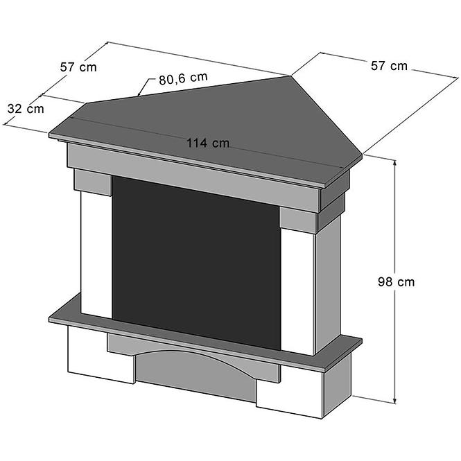 Elektrický krb Porto narożny 28 orech