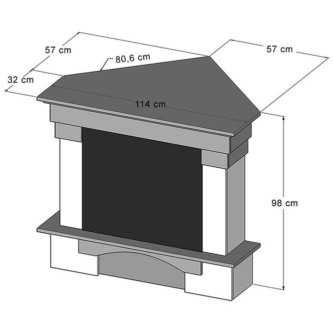 Elektrický krb Porto narożny 28 borovica
