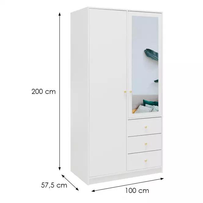 Skriňa Siena D2 biela / zrkadlo