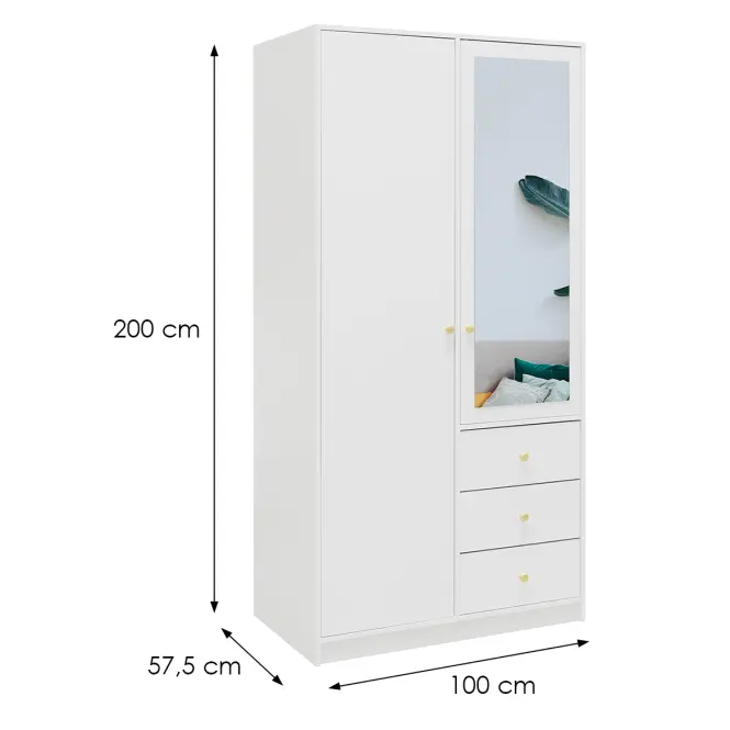Skriňa Siena D2 biela / zrkadlo,2