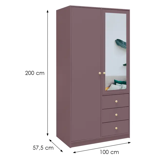 Skriňa Siena 2 D2 slivka / zrkadlo,2