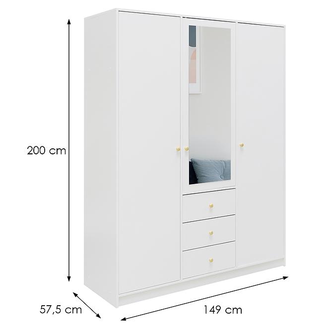 Skriňa Siena D3 biela / zrkadlo,2