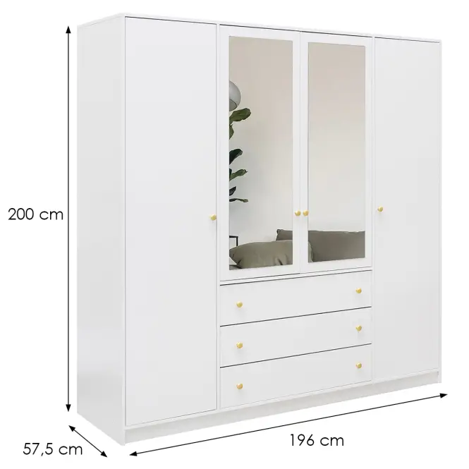 Skriňa Siena D4 biela / zrkadlo,2