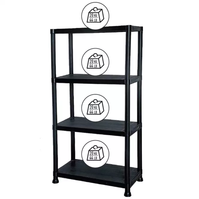 Regál plastový T60 60x30x138 cm čierny