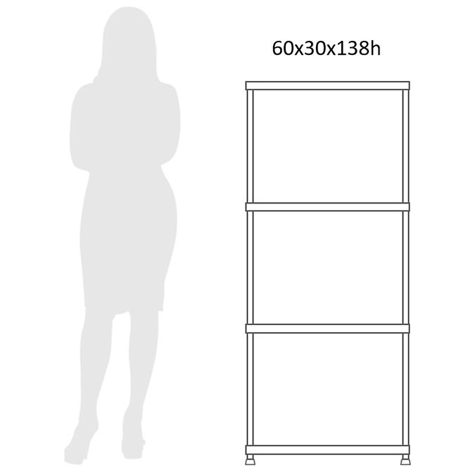 Regál plastový T60 60x30x138 cm čierny