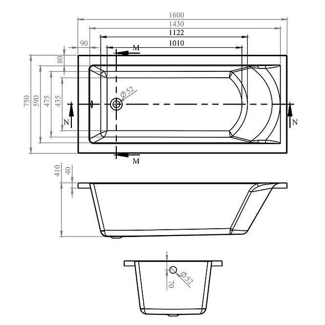 Vaňa s hydromasážou Brava 160x75 10DW + 10DP elektronické ovládanie,2
