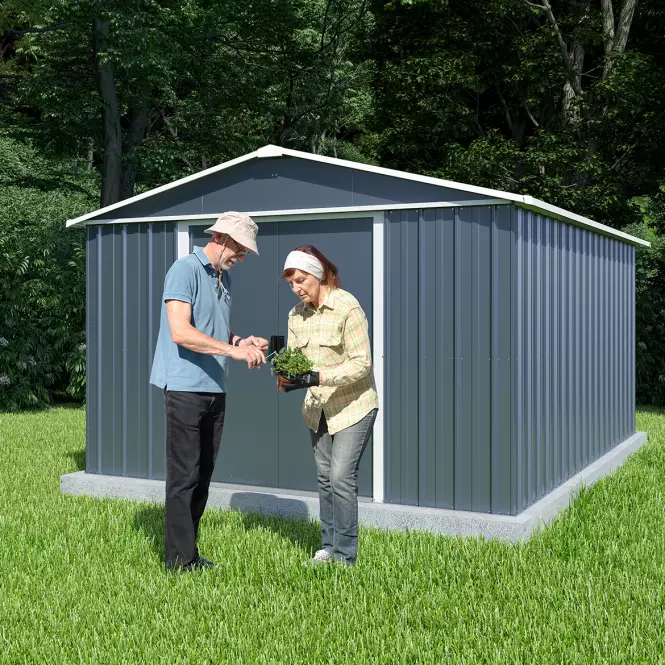 Kovový záhradný domček 1013AEYZ 303x396 cm antracitový