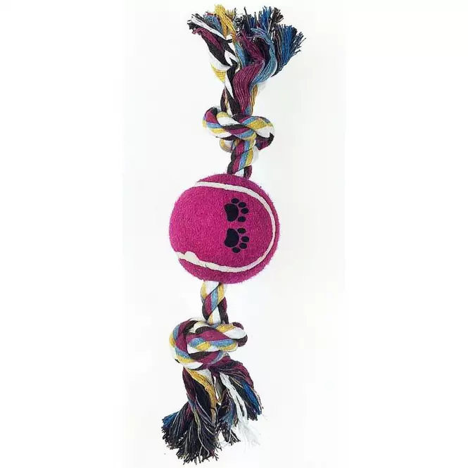 Hračka kosť lano + tenisová  lopta 25cm Dental&Fun 484.7