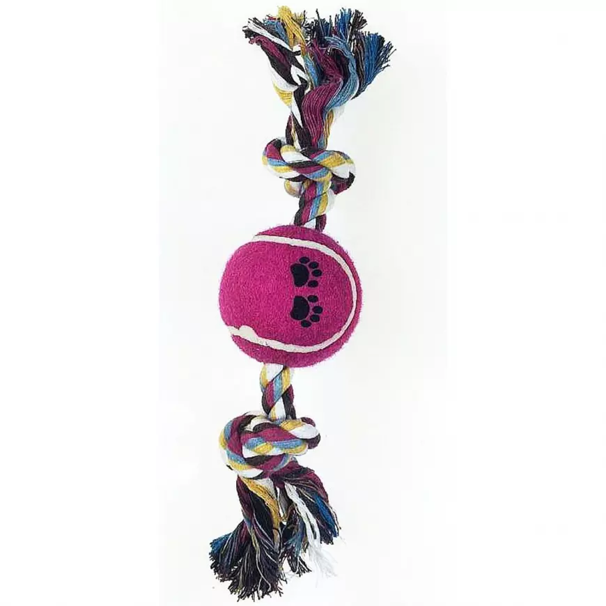 Hračka kosť lano + tenisová  lopta 25cm Dental&Fun 484.7