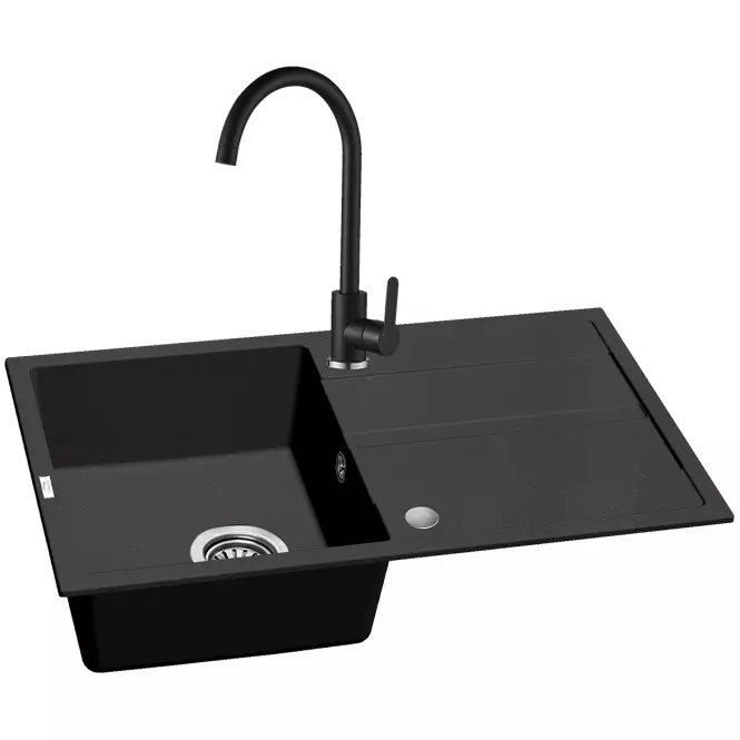 Granitový drez Pico 760x440 čierny + batéria