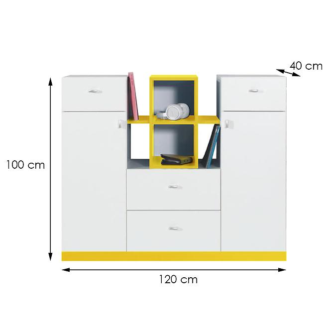 Komoda Mobi MO-10 bielo žltá,2