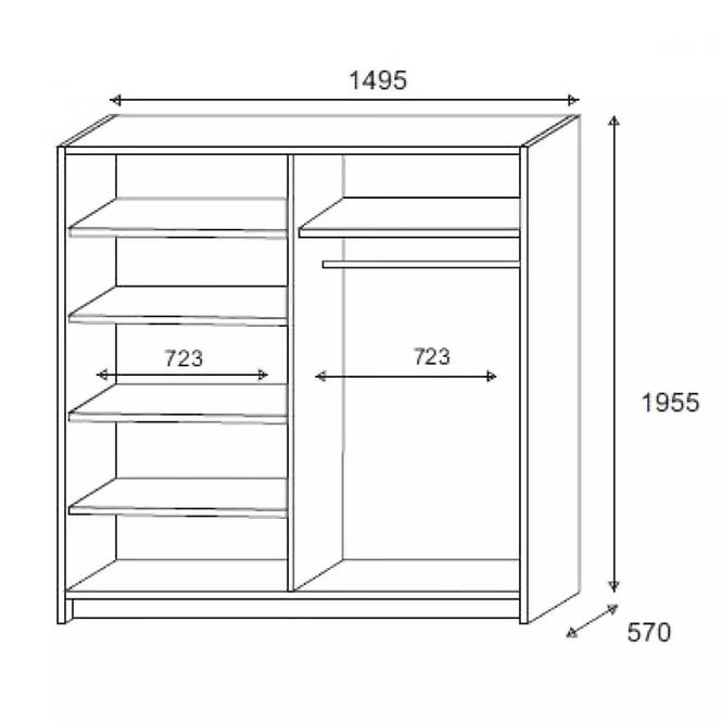Skriňa Alfa 3 150 cm dub sonoma/biela,2
