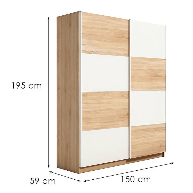 Skriňa Alfa 3 150 cm dub sonoma/biela