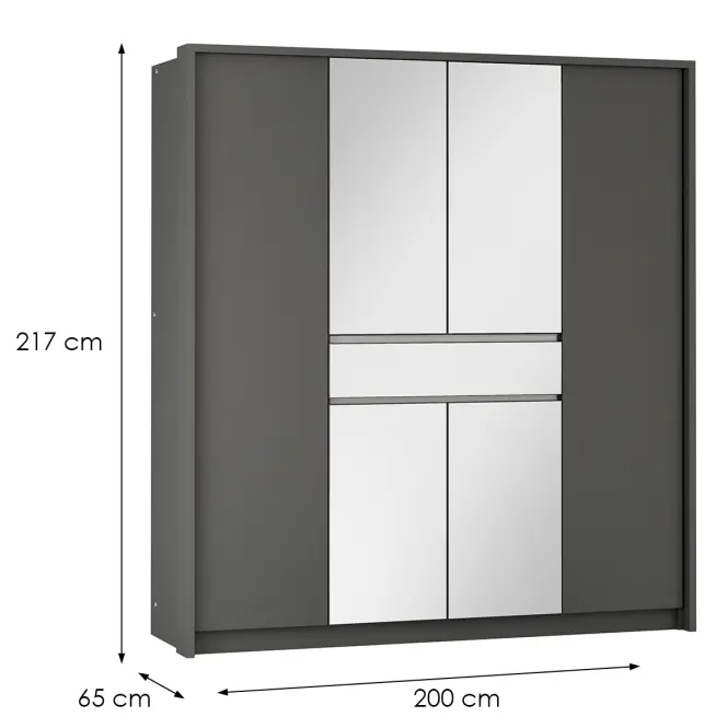 Skriňa Split 157 grafit/zrkadlo,2