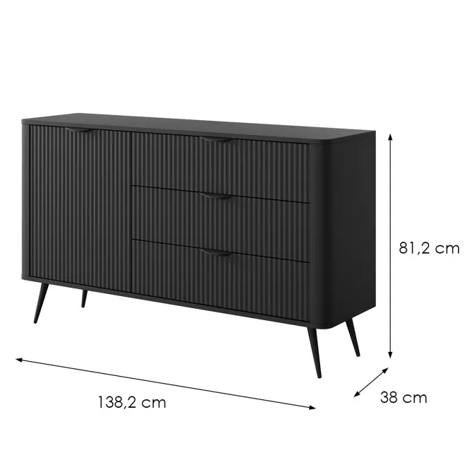 Komoda Lante D 138 D3S black,2