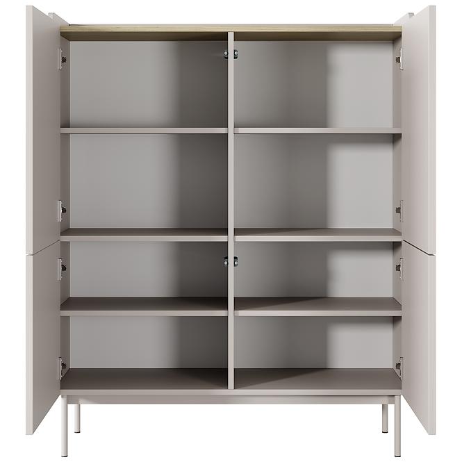 Komoda Level A vysoká 103 4D beige/dub scandi