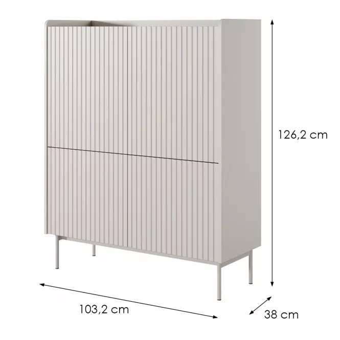 Komoda Level A vysoká 103 4D beige/dub scandi