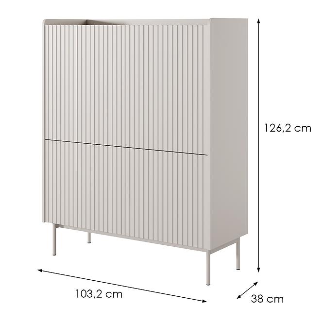 Komoda Level A vysoká 103 4D beige/dub scandi