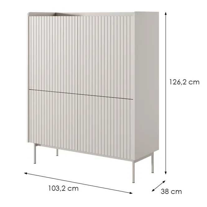 Komoda Level A vysoká 103 4D beige/dub scandi,2