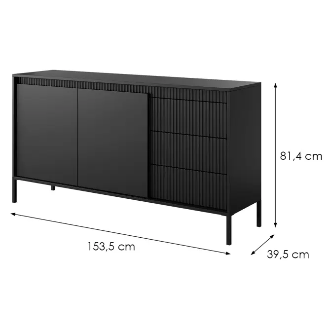 Komoda Senso B 153 2D3S black,2