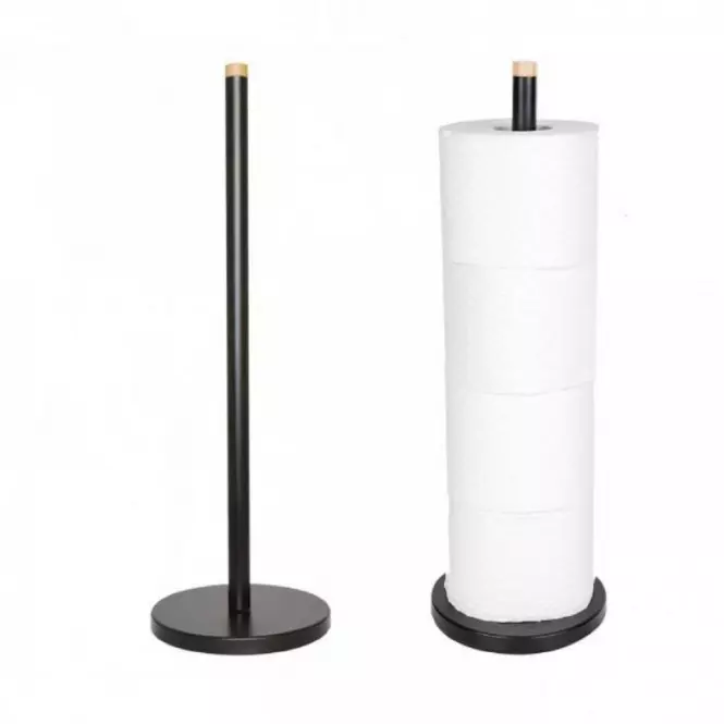 Stojan na toaletný papier čierny/bambus P.SP1-BLK-B,2