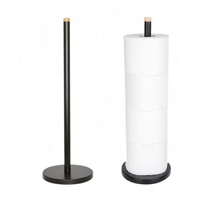 Stojan na toaletný papier čierny/bambus P.SP1-BLK-B,2