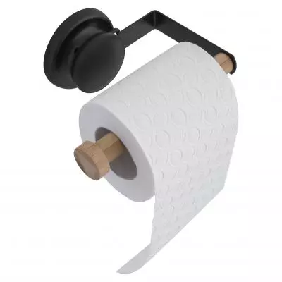 Držiak na toaletný papier prísavka bambus/čierny GAVI-BUP