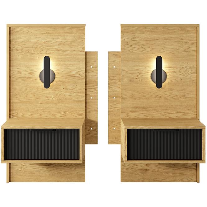 Nočný stolík Baltic D s LED - 2 ks dub Baltic/čierna,4