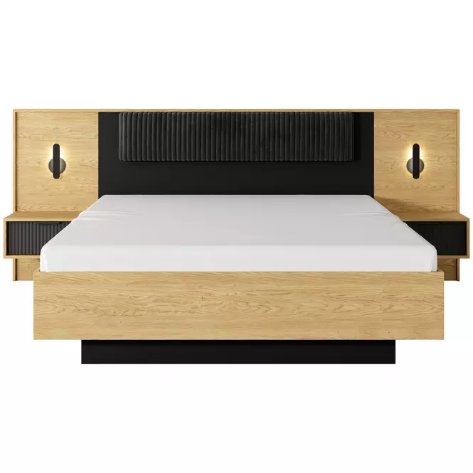 Nočný stolík Baltic D s LED - 2 ks dub Baltic/čierna