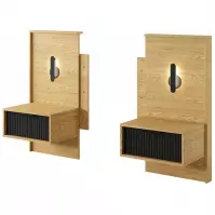 Nočný stolík Baltic D s LED - 2 ks dub Baltic/čierna