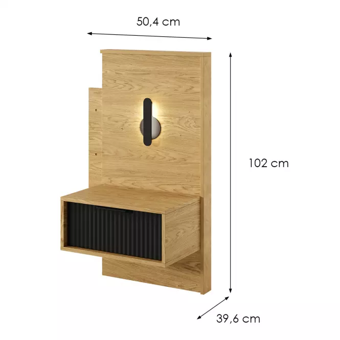 Nočný stolík Baltic D s LED - 2 ks dub Baltic/čierna,2