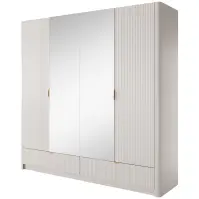 Skriňa Lante H 213 cm so zrkadlom – Beige, štvordverová, zásuvky