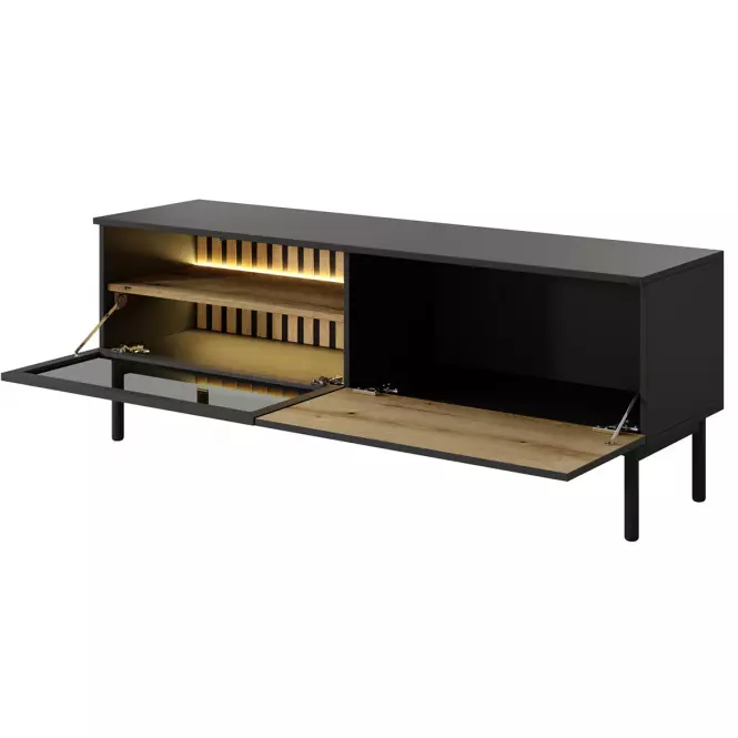 TV stolík Lang RTV E 150 2d Led čierna/dub Evoke 