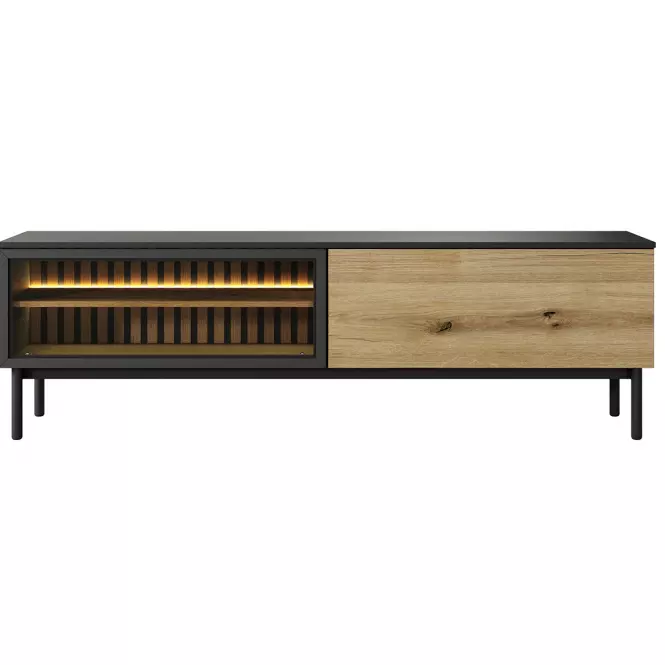 TV stolík Lang RTV F 180 2d Led čierna/dub Evoke,4