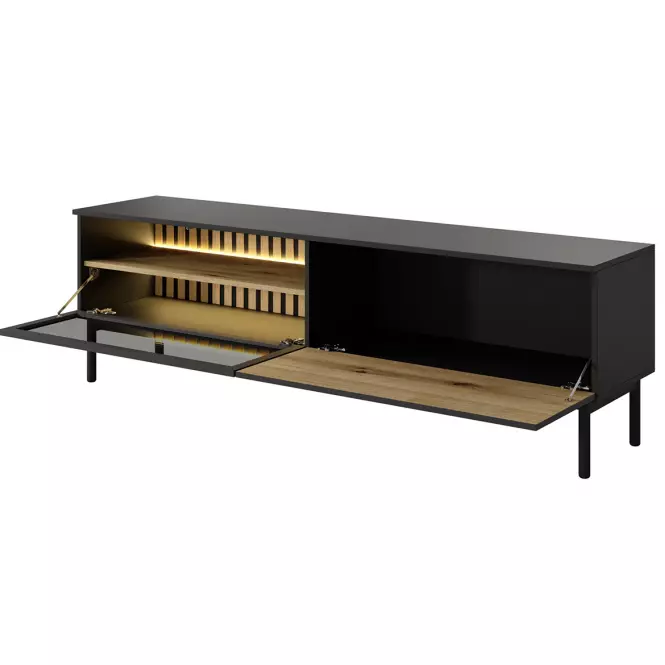 TV stolík Lang RTV F 180 2d Led čierna/dub Evoke,3