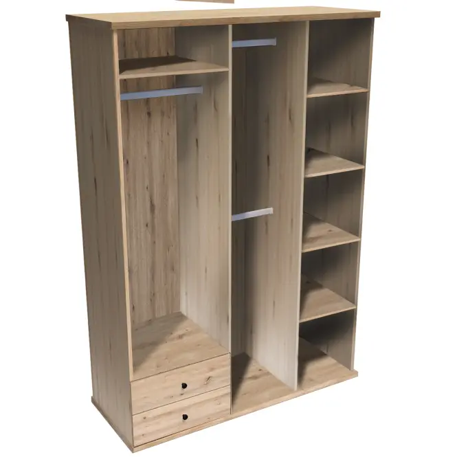 Skriňa Cali C24 200 cm so zrkadlom – artisan, lamely, štvordverová, zásuvky