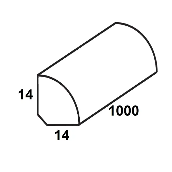 Štvrťkruhový profil samolepiace PVC biely satina 14x14x1000,2