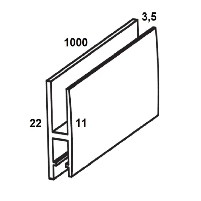 Profil H PVC biely lesk 3.5x11x22x1000,2