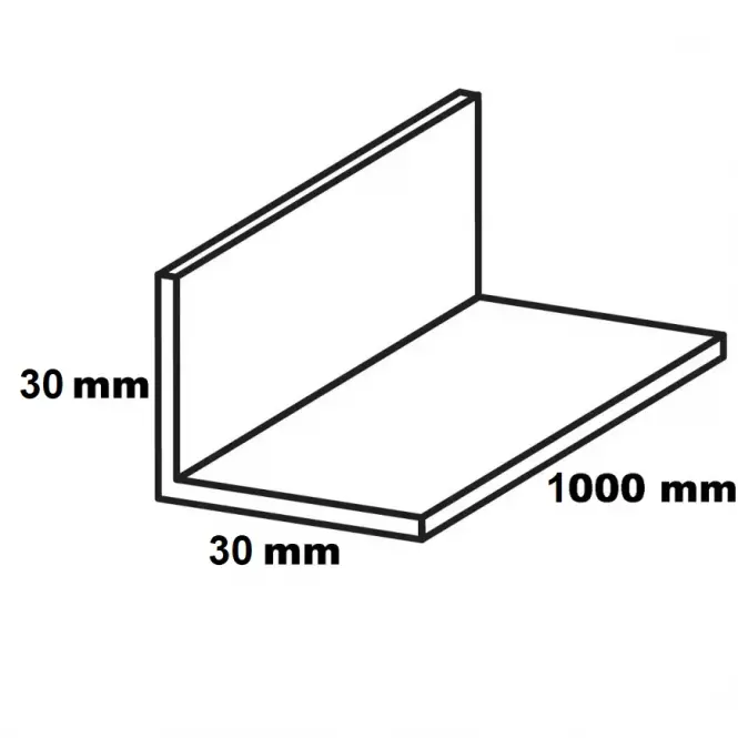 Profil uholníkový PVC biely lesk 30x30x1000,2