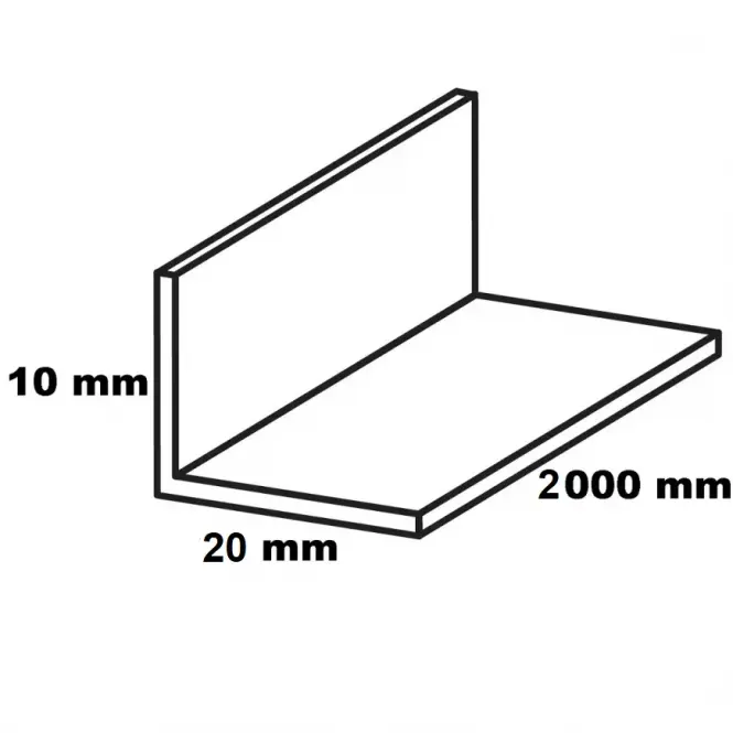 Profil uholníkový PVC čierny lesk 10x20x2000,2