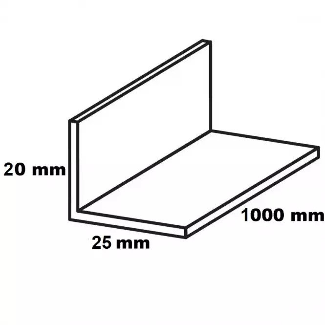 Profil uholníkový PVC čierny lesk 20x25x1000