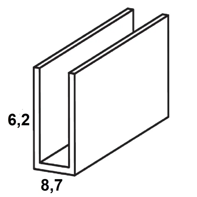 Profil U PVC biely lesk 6.2x8.7x1000,2