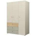 Skriňa Yuki 1 120 cm – eukalyptus/sivá béžová/dub olejovaný, dvojdverová, zásuvky